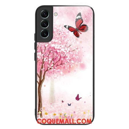 Coque Samsung Galaxy S24 5G Verre Trempé Cerisiers en Fleurs