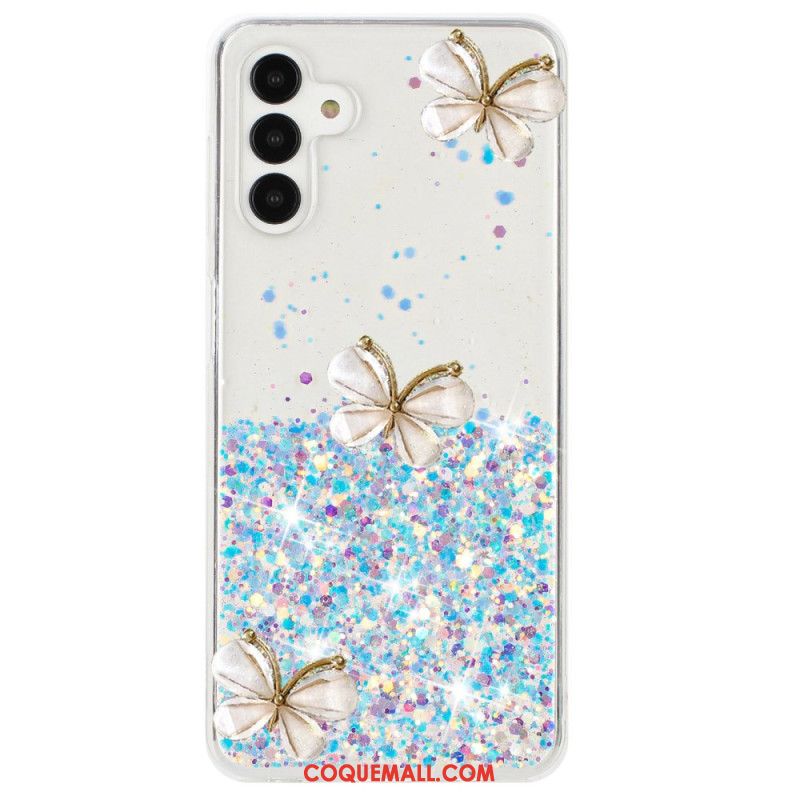 Coque Samsung Galaxy S24 FE Phosphorescente Papillons 3D