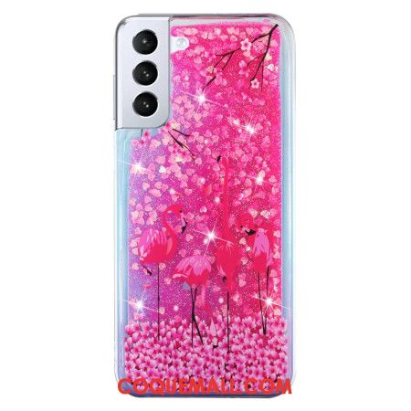 Coque Samsung Galaxy S24 Plus 5G Paillettes Liquides Oiseau