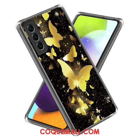 Coque Samsung Galaxy S24 Plus 5G Papillons Dorés