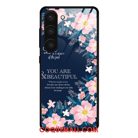 Coque Samsung Galaxy S24 Plus 5G Verre Trempé Fleurs Roses