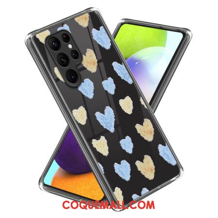 Coque Samsung Galaxy S24 Ultra 5G Coeurs Jaunes et Bleus