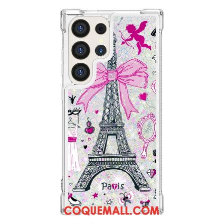 Coque Samsung Galaxy S24 Ultra 5G Paillettes Tour Eiffel