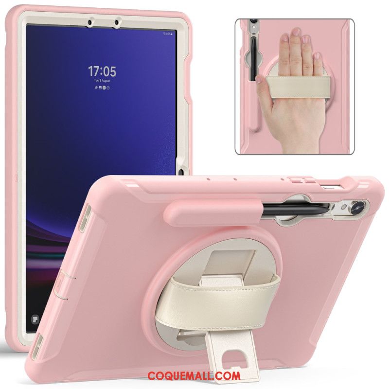 Coque Samsung Galaxy Tab S9 FE/S9/S8/S7 Sangle Support et Porte-Stylet