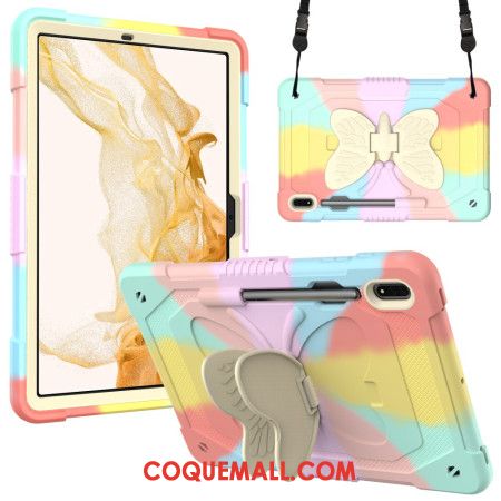 Coque Samsung Galaxy Tab S9 Support Papillon et bandoulière