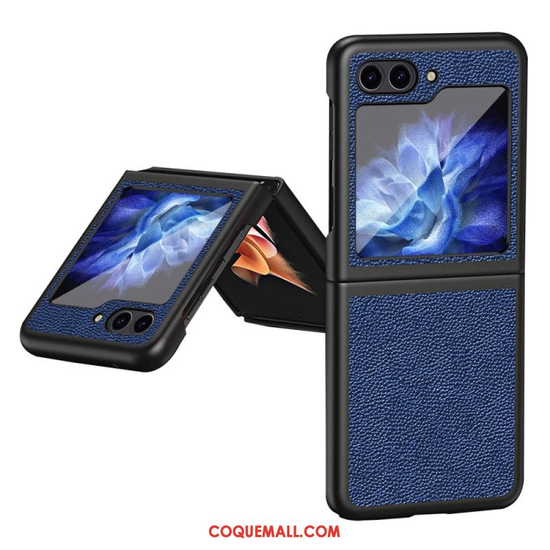 Coque Samsung Galaxy Z Flip 5 Simili Cuir Litchi Classique