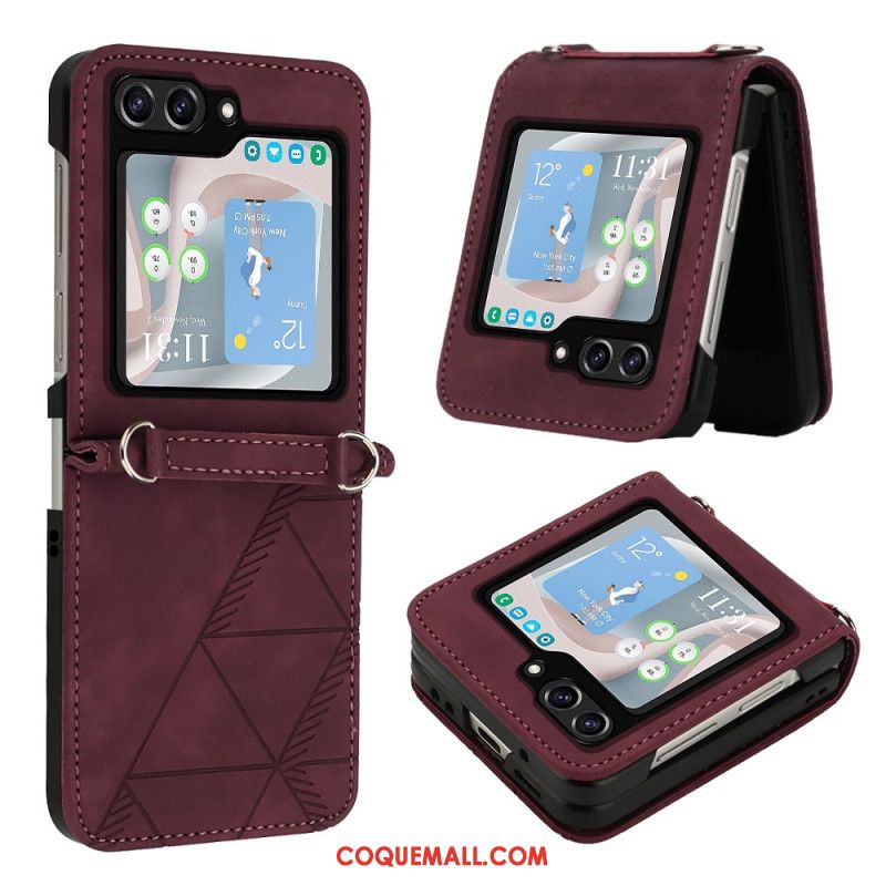 Coque Samsung Galaxy Z Flip 5 Simili Cuir Triangles