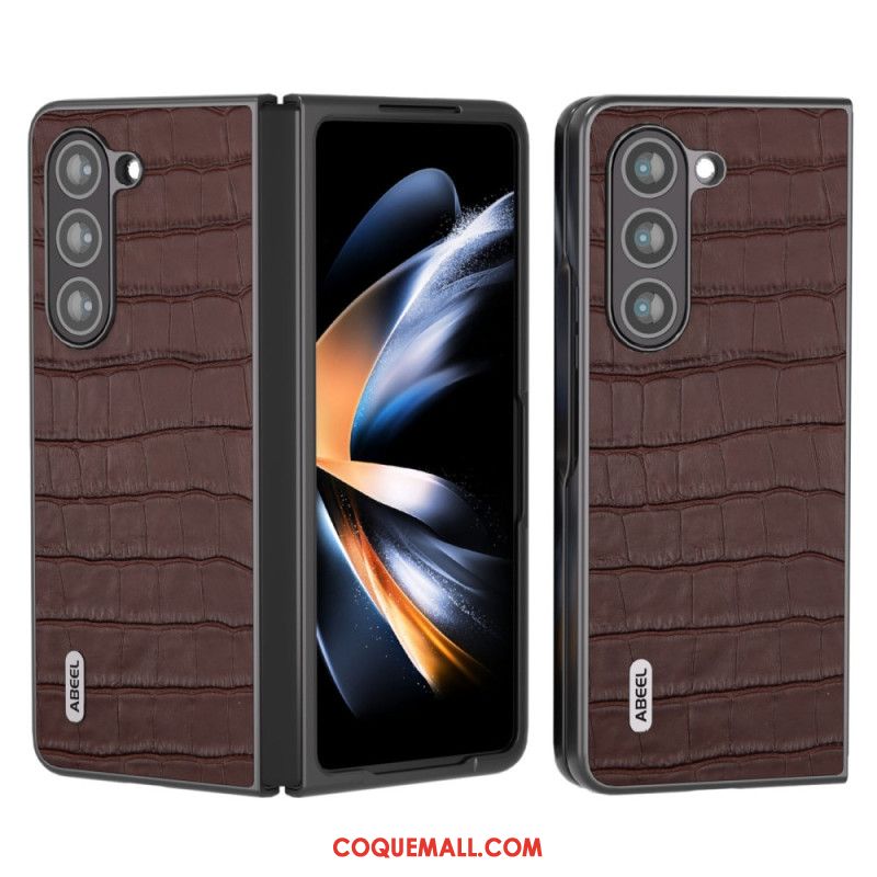 Coque Samsung Galaxy Z Fold 5 Cuir Véritable Design Crocodile