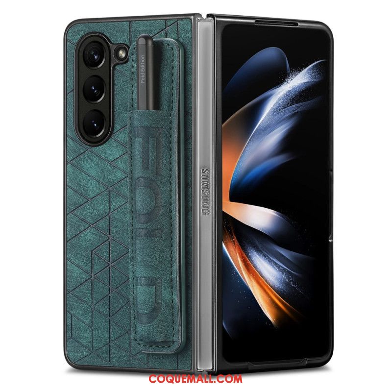 Coque Samsung Galaxy Z Fold 5 Porte-Stylet avec Sangle