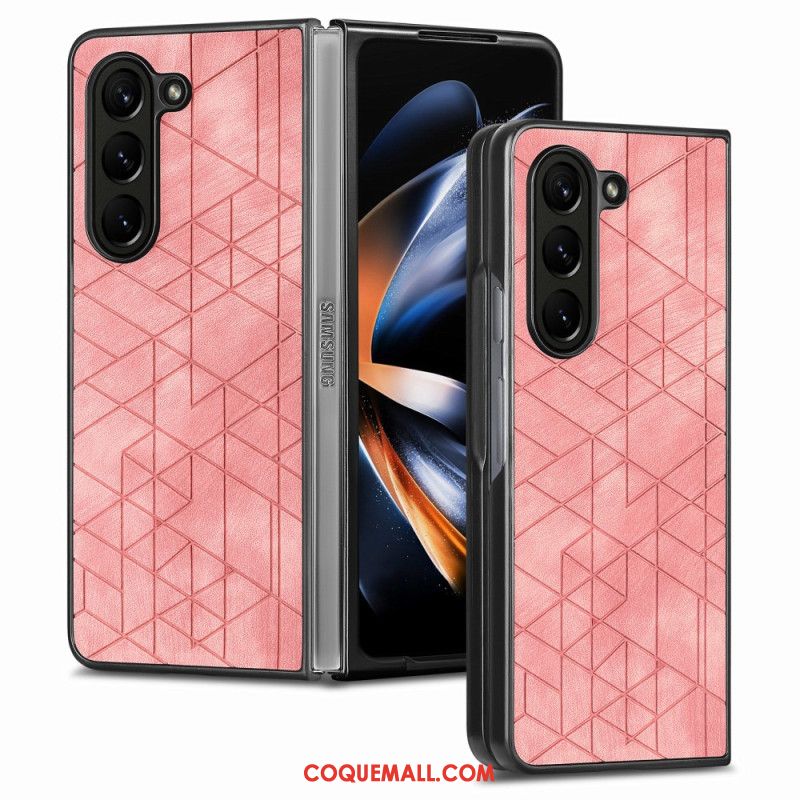 Coque Samsung Galaxy Z Fold 5 Simili Cuir Motifs Géométriques