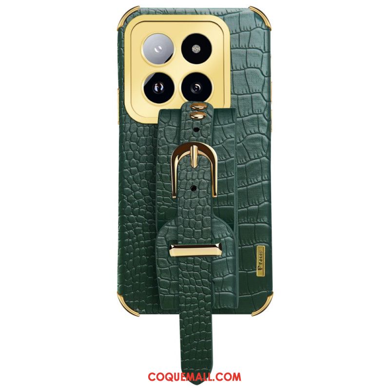 Coque Xiaomi 14 Pro Effet Crocodile avec Bracelet