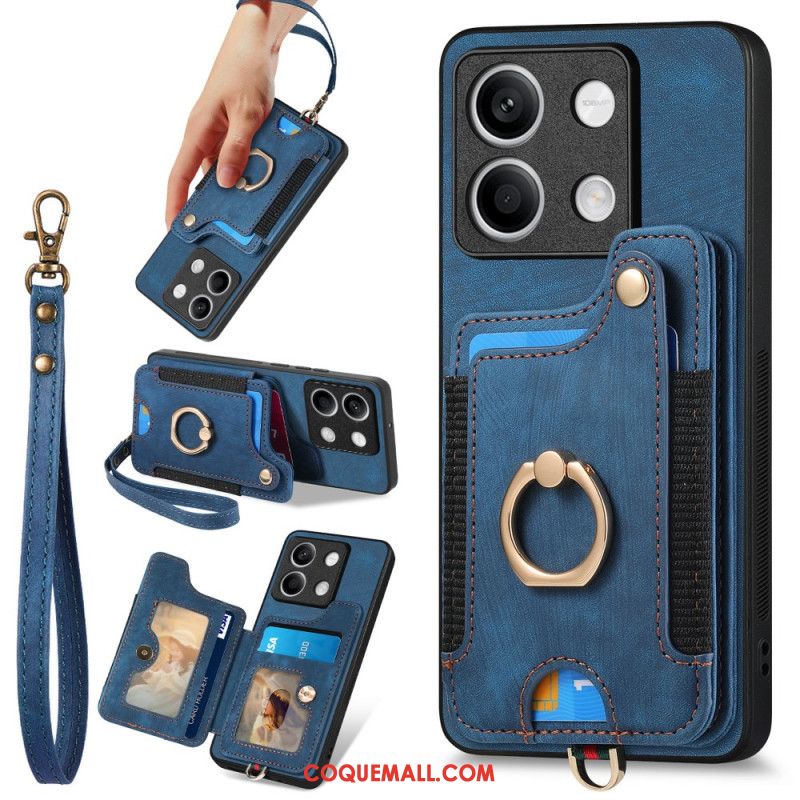 Coque Xiaomi Redmi Note 13 4G Vintage avec Porte-Cartes et Lanière