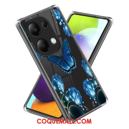 Coque Xiaomi Redmi Note 13 Pro 4G / Poco M6 Pro 4G Papillons et Fleurs Bleus