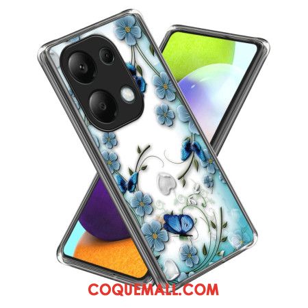 Coque Xiaomi Redmi Note 13 Pro 4G / Poco M6 Pro 4G Papillons et Fleurs Rétros