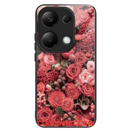 Coque Xiaomi Redmi Note 13 Pro 4G / Poco M6 Pro 4G Verre Trempé Fleurs Rouges et Roses