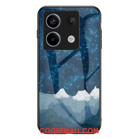 Coque Xiaomi Redmi Note 13 Pro 5G / Poco X6 5G Verre Trempé Montagnes sous le Ciel Étoilé