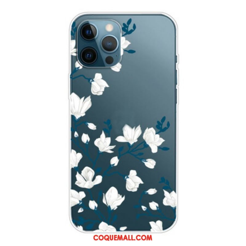 Coque iPhone 13 Pro Fleurs Blanches