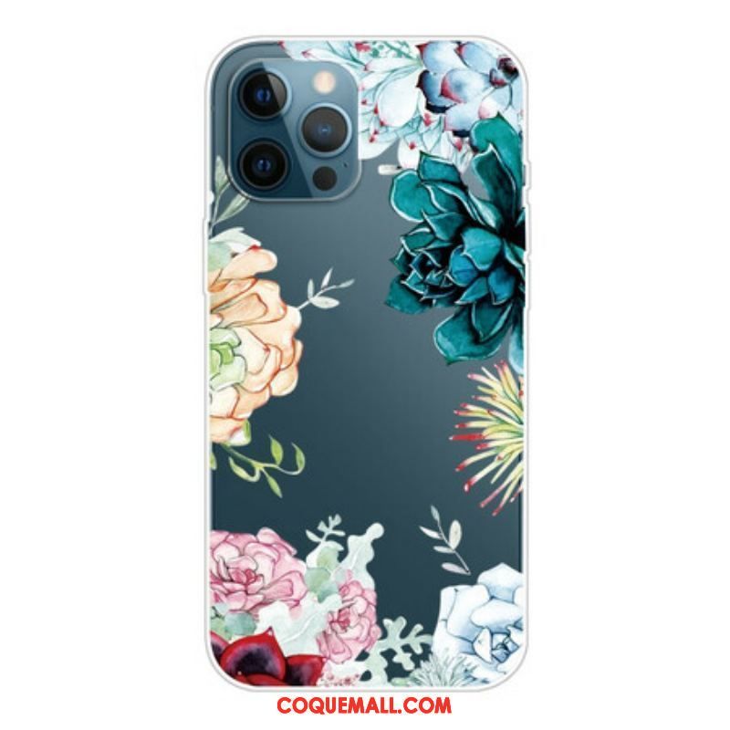 Coque iPhone 13 Pro Top Fleurs Aquarelle