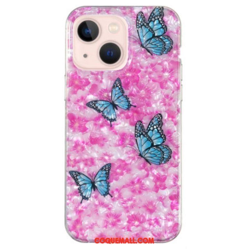 Coque iPhone 15 Plus Fleurs et Papillons