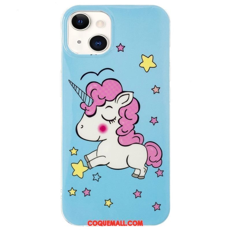 Coque iPhone 15 Plus Fluorescente Licorne