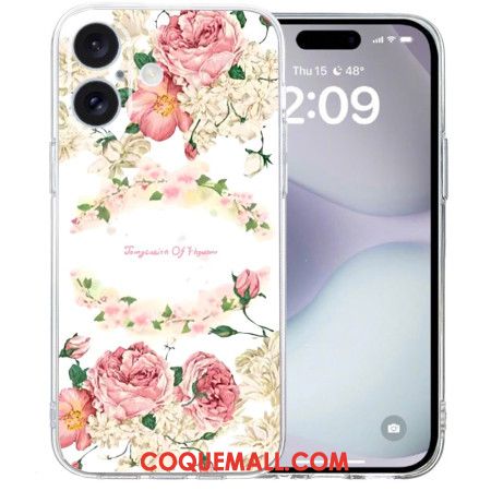 Coque iPhone 16 Bord Transparent Roses