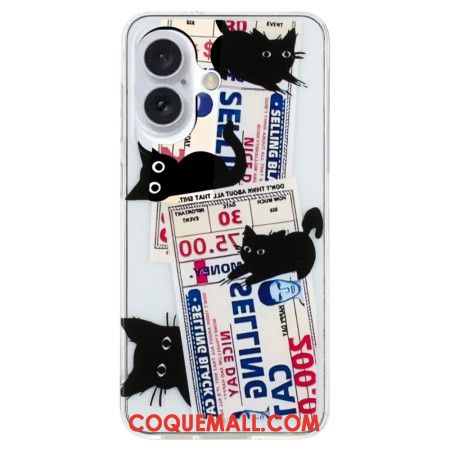 Coque iPhone 16 Chats Noir