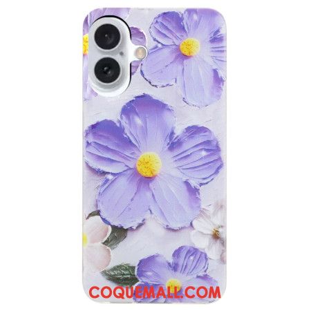 Coque iPhone 16 Fleurs Pourpres