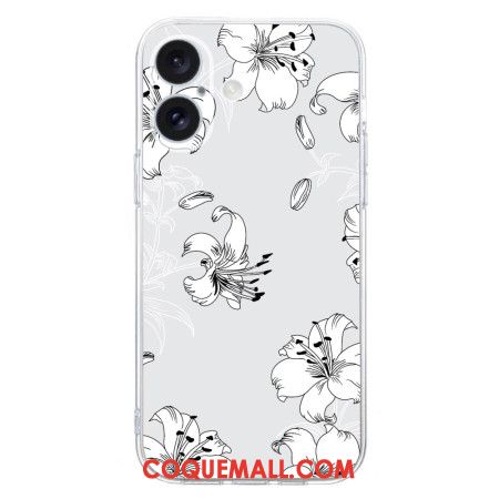 Coque iPhone 16 Plus Fleurs Blanches