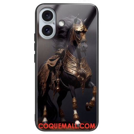 Coque iPhone 16 Plus Verre Trempé Cheval Masqué