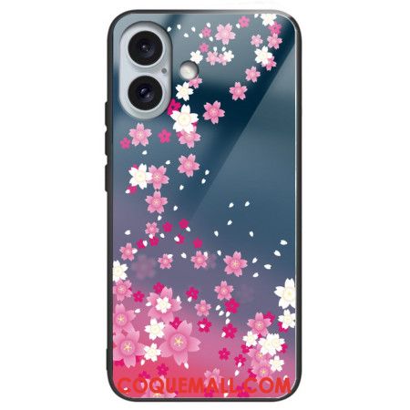 Coque iPhone 16 Plus Verre Trempé Fleurs Roses