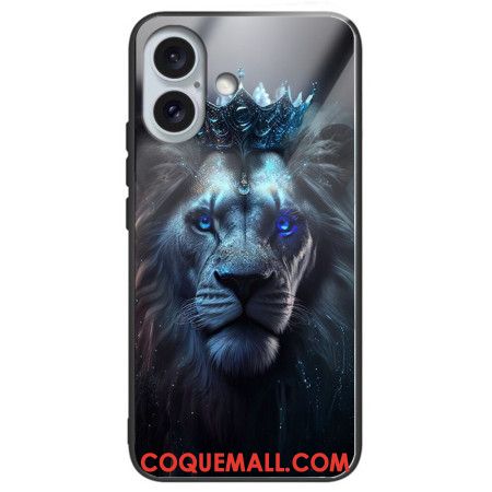 Coque iPhone 16 Plus Verre Trempé Lion Bleu