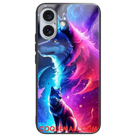 Coque iPhone 16 Plus Verre Trempé Loup Étoilé