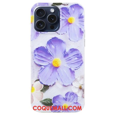 Coque iPhone 16 Pro Fleurs Violettes