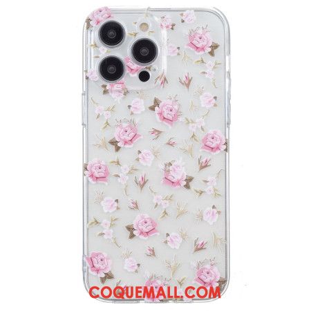 Coque iPhone 16 Pro Max Motif Floral Rose