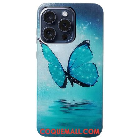 Coque iPhone 16 Pro Max Papillon Bleu