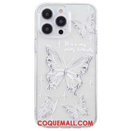 Coque iPhone 16 Pro Max Papillons Argentés