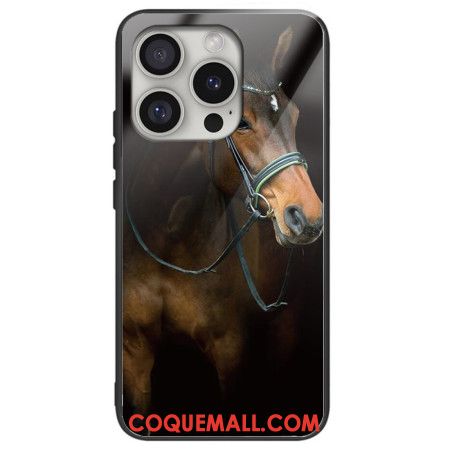 Coque iPhone 16 Pro Max Verre Trempé Cheval Imprimé