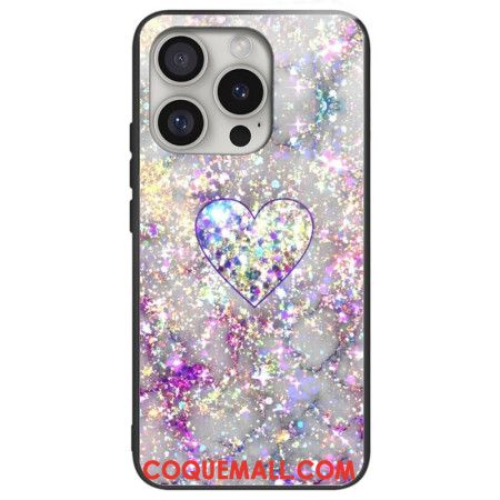 Coque iPhone 16 Pro Max Verre Trempé Coeur Brillant