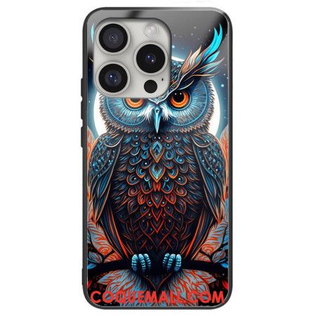 Coque iPhone 16 Pro Max Verre Trempé Hibou Imprimé