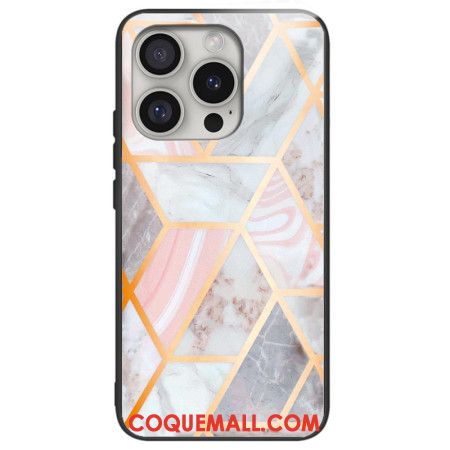 Coque iPhone 16 Pro Max Verre Trempé Marbre Rose