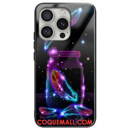 Coque iPhone 16 Pro Max Verre Trempé Plume Fluorescente