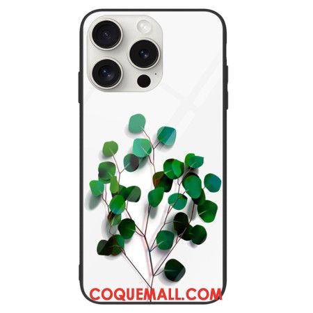 Coque iPhone 16 Pro Verre Trempé Feuilles Vertes