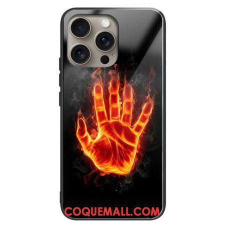 Coque iPhone 16 Pro Verre Trempé Main en Feu