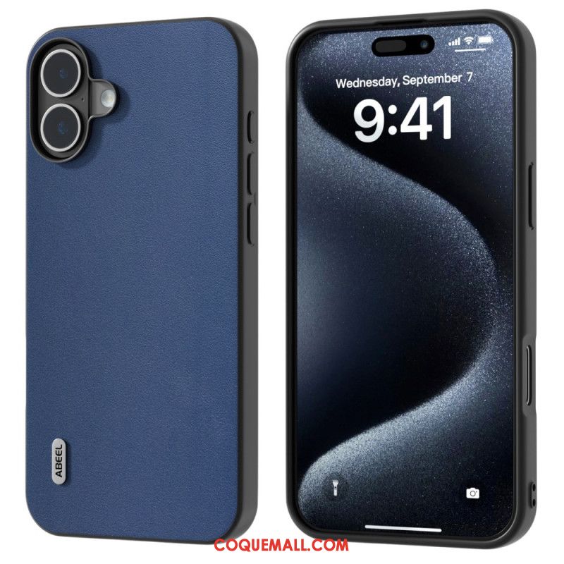 Coque pour iPhone 16 Plus Simili Cuir ABEEL