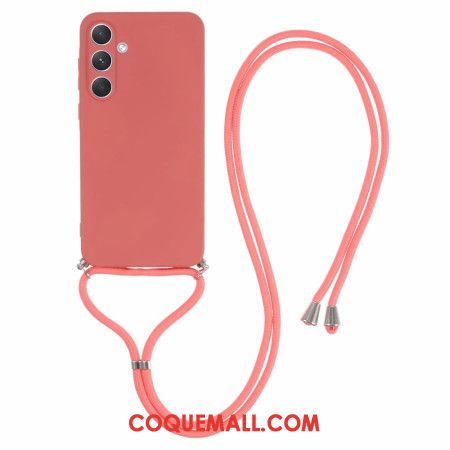 Coque à Cordon Samsung Galaxy A55 5G Rouge Aubépine