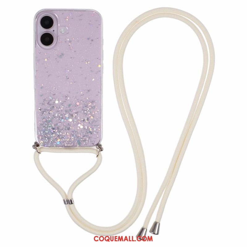 Coque à Cordon iPhone 16 Plus Paillettes