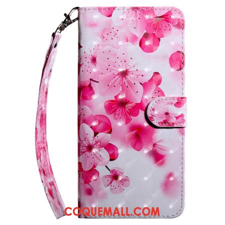 Housse Galaxy A16 4G / 5G Motif Floral Rouge à Lanière