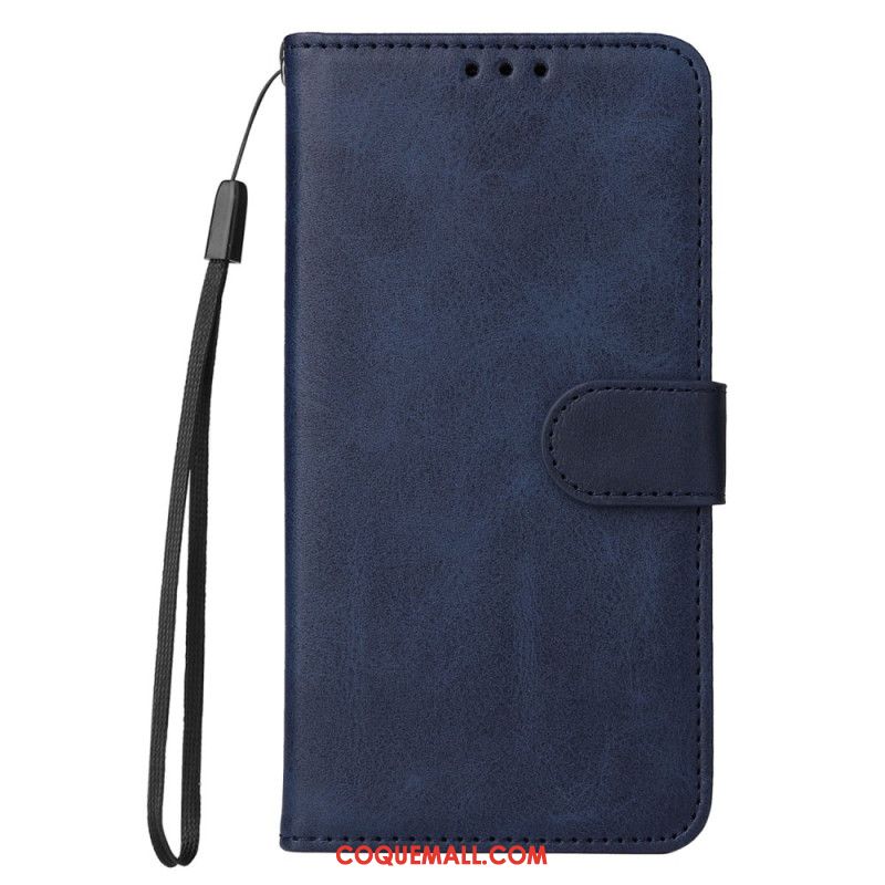 Housse Huawei Nova 11 Pro Style Cuir Uni à Lanière