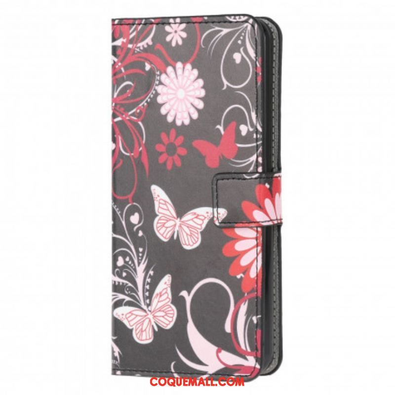 Housse Motorola Edge 20 Lite Papillons et Fleurs