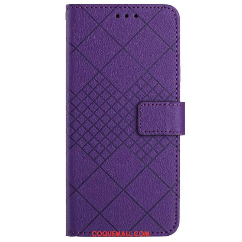 Housse OnePlus 12 5G Texture Litchi avec Losanges